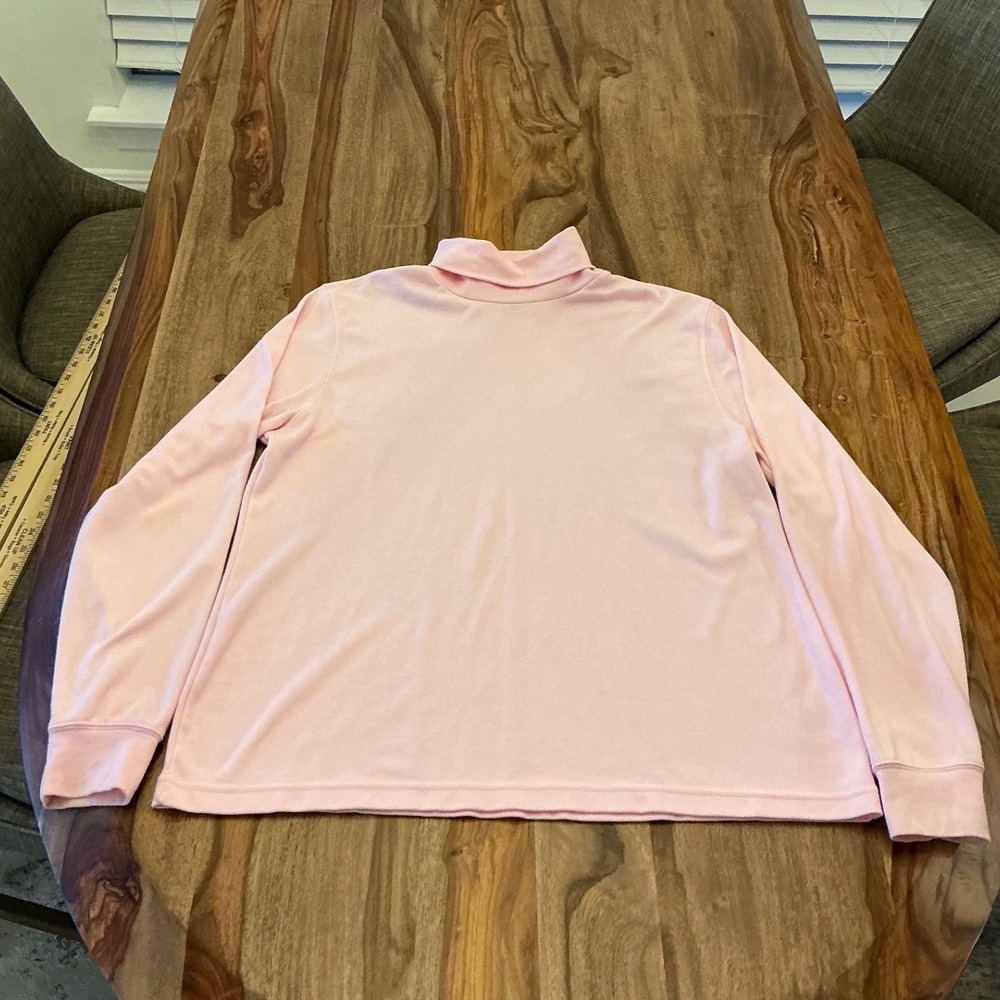 Lands End Womens Large 14-16 Pink Long Sleeve Turtleneck Cotton Blend Top - Picture 6 of 9